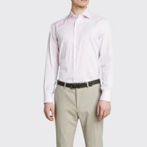 Brioni Luxury Silk Pale Pink Button Up Shirt
